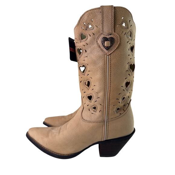 Durango Crush Heartfelt Cowboy Boots Women's 8M Western Tan Heart Cut-Out - Picture 4 of 12